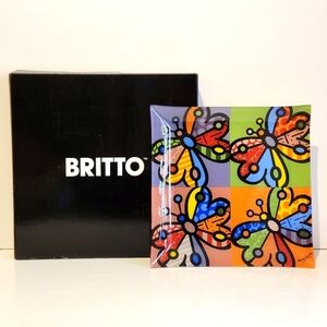 Romero Britto Butterfly Glass Art Plate